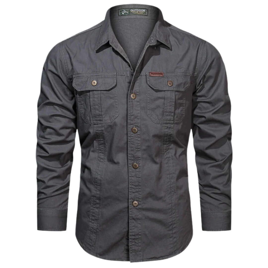 Matteo – Heren Overhemd van Textuurkatoen met Utility-look