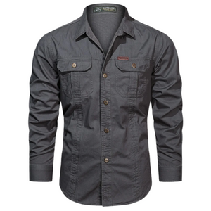 Matteo – Heren Overhemd van Textuurkatoen met Utility-look