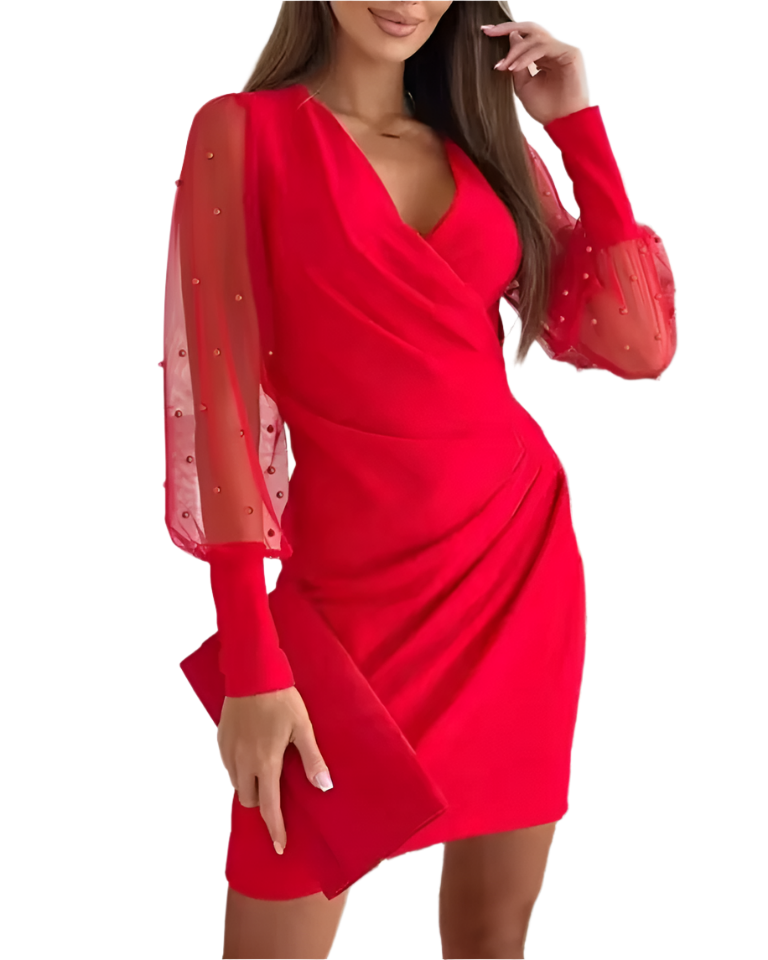 Isabella – Elegante Dames Cocktailjurk met Kantmouwen