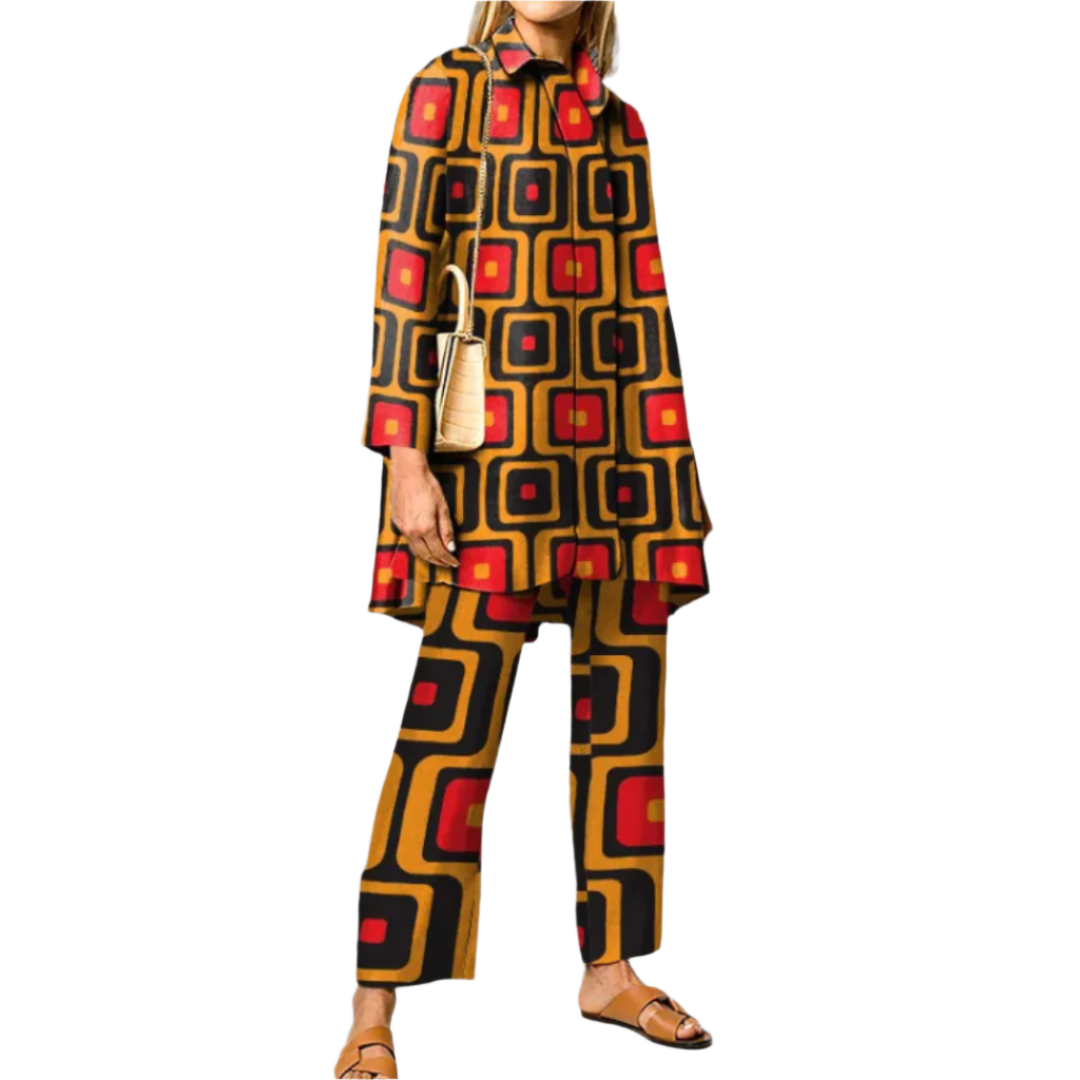 Alessia – Vintageprint Tweedelige Dames Set