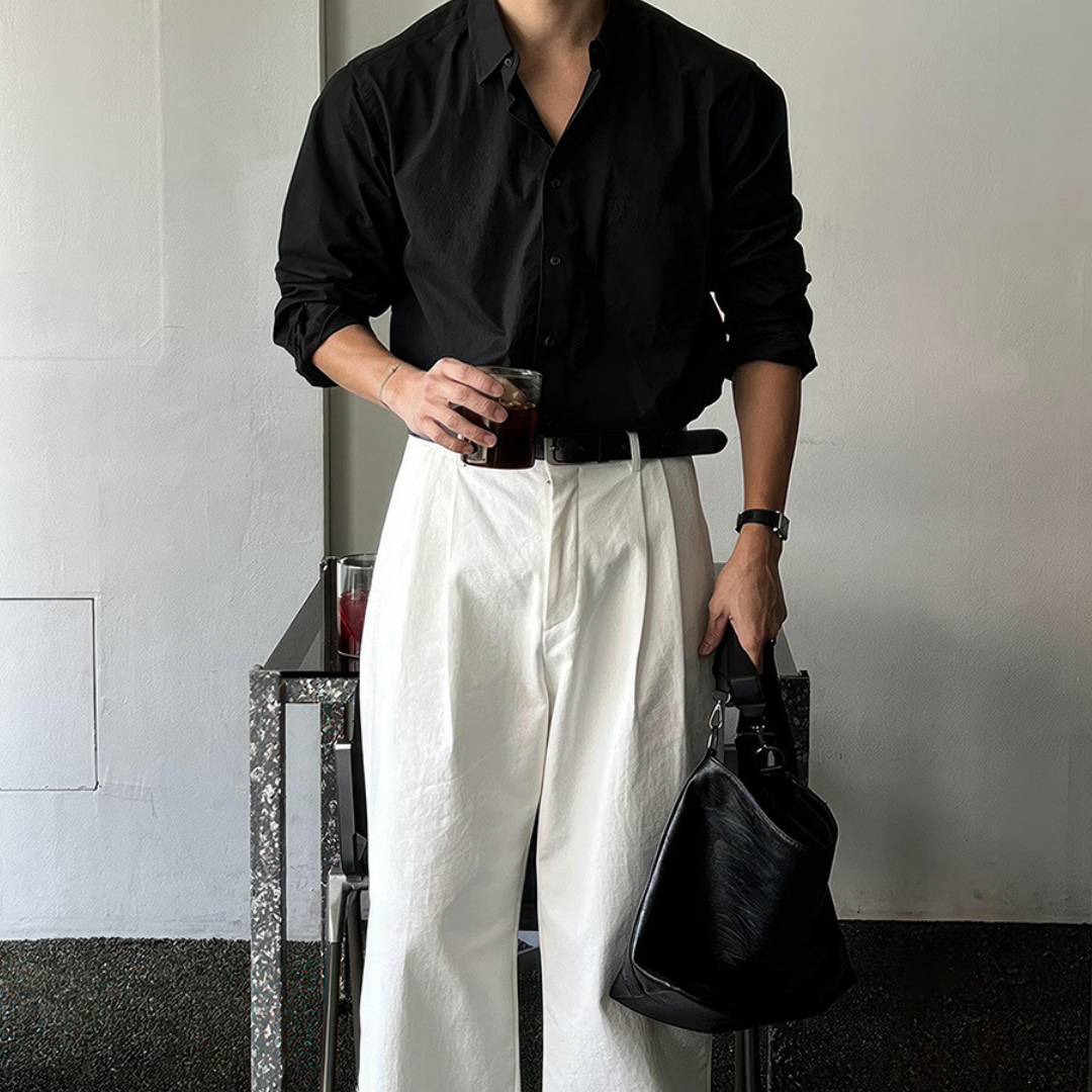 Luca – Heren Overhemd met Lange Mouwen en Borstzak in Relaxed Fit