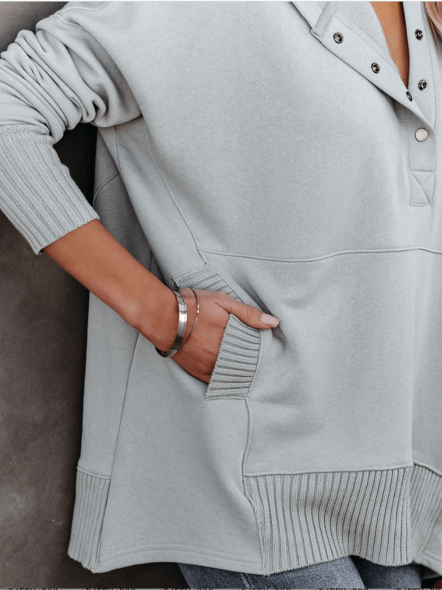 ChiaraArmonia™ - katoenen dames henley hoodie trui