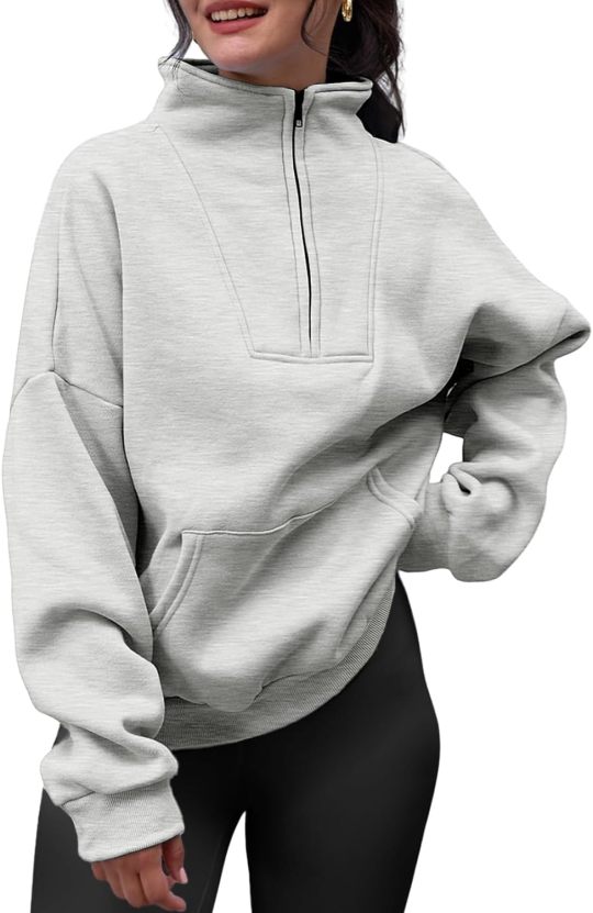 CozyAura Half-Zip Pullover Fleece Sweatshirt