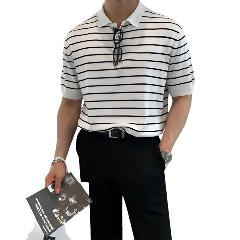 Luca – Tijdloze Heren Overhemd met Zwart-Witte Strepen