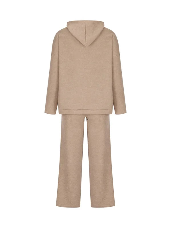 ElenaForte Geribde Gebreide Hoodie Set Voor Dames