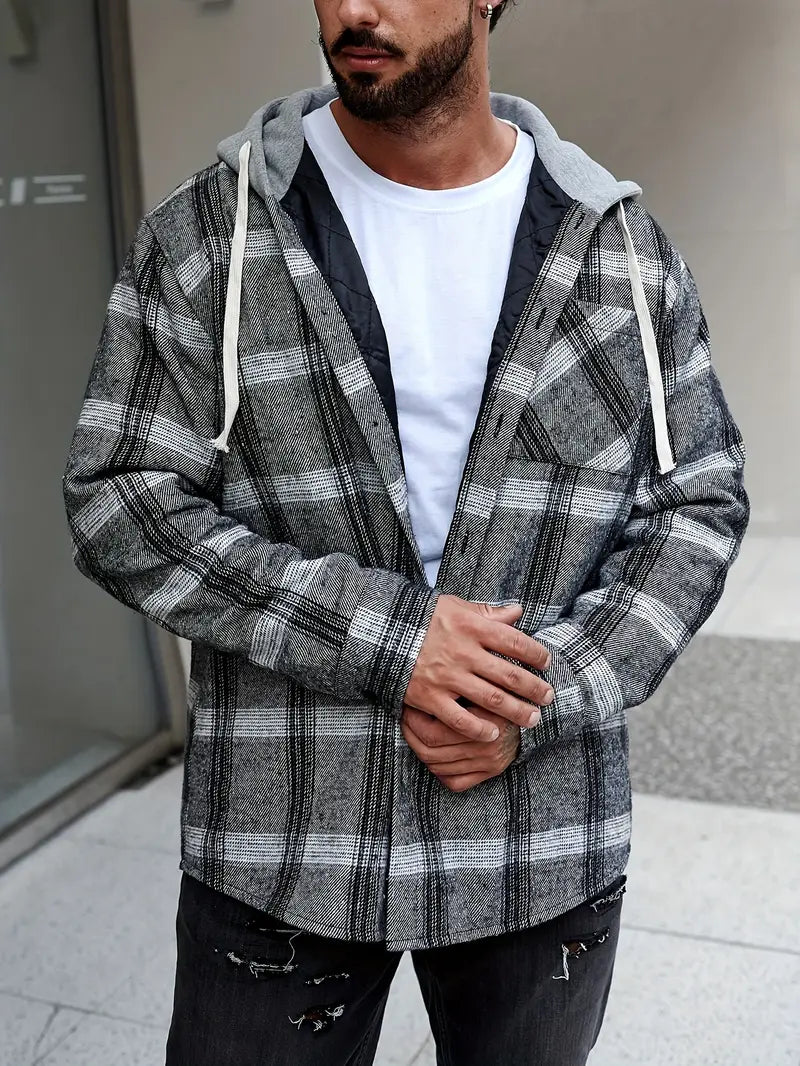 Lorenzo – Veelzijdig Geruite Heren Overhemdjas met Capuchon