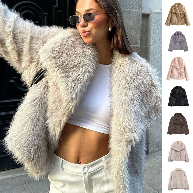 Isabella – Dames Plush Winterjas met Chique Reverskraag