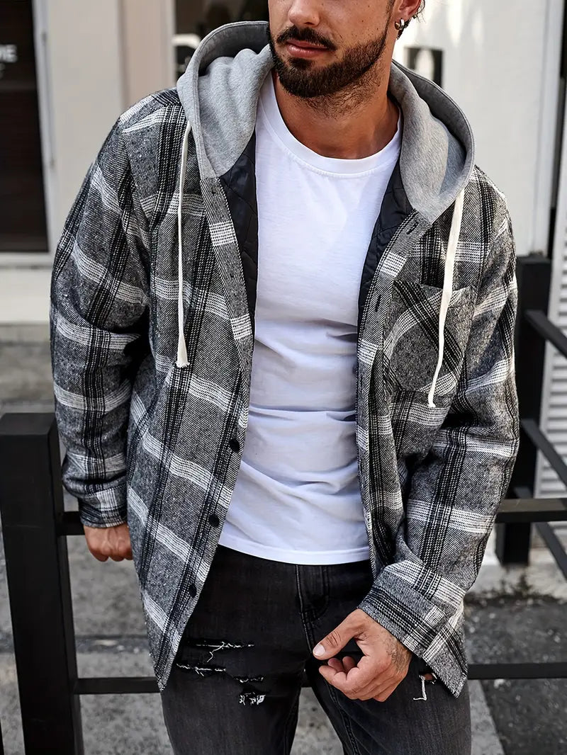 Lorenzo – Veelzijdig Geruite Heren Overhemdjas met Capuchon