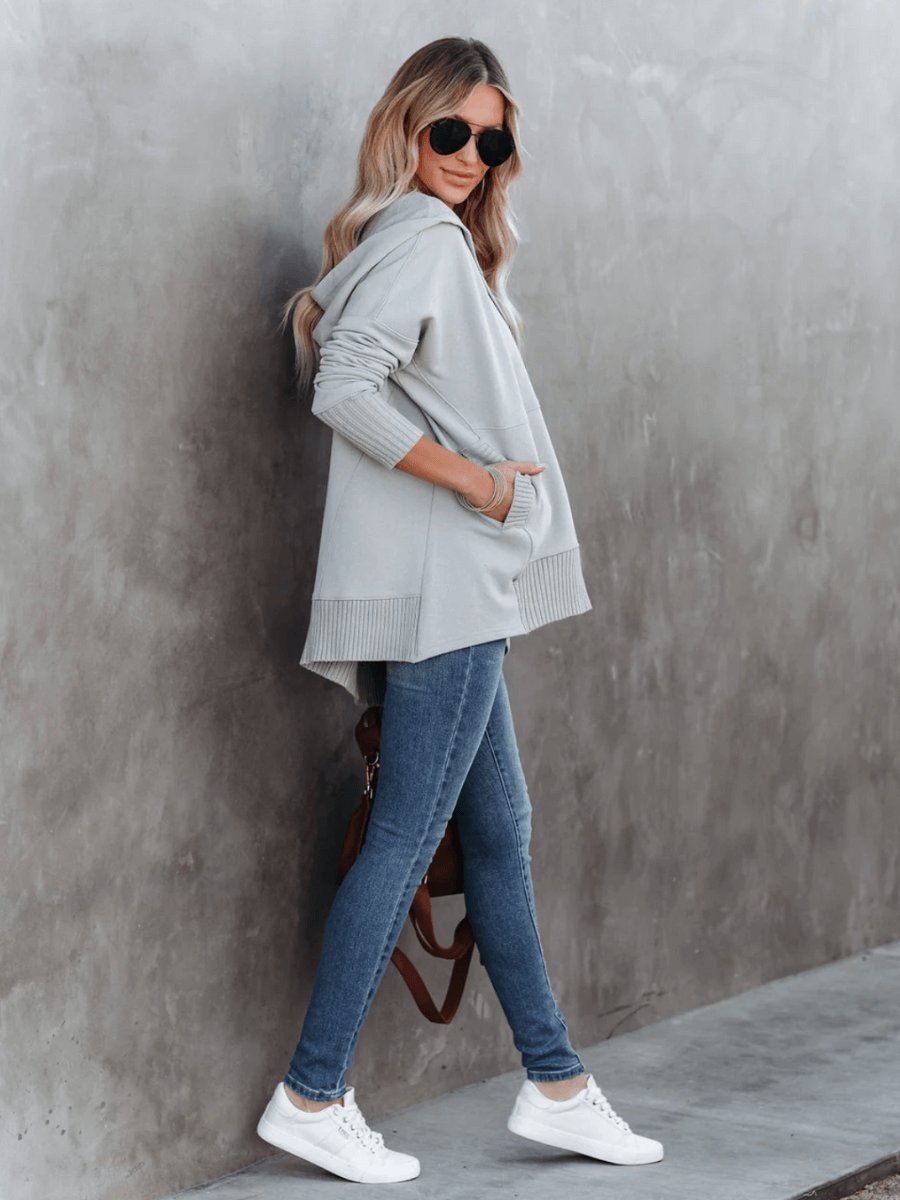 ChiaraArmonia™ - katoenen dames henley hoodie trui