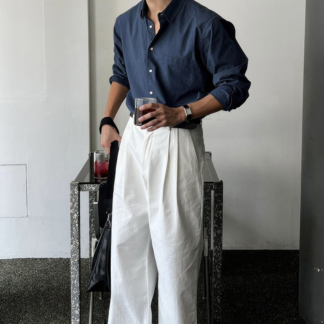 Luca – Heren Overhemd met Lange Mouwen en Borstzak in Relaxed Fit