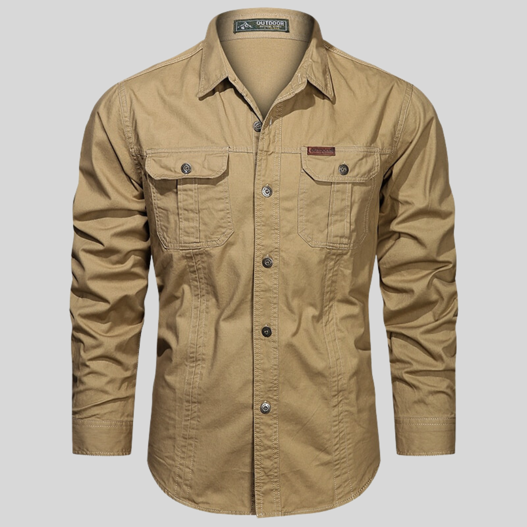 Matteo – Heren Overhemd van Textuurkatoen met Utility-look