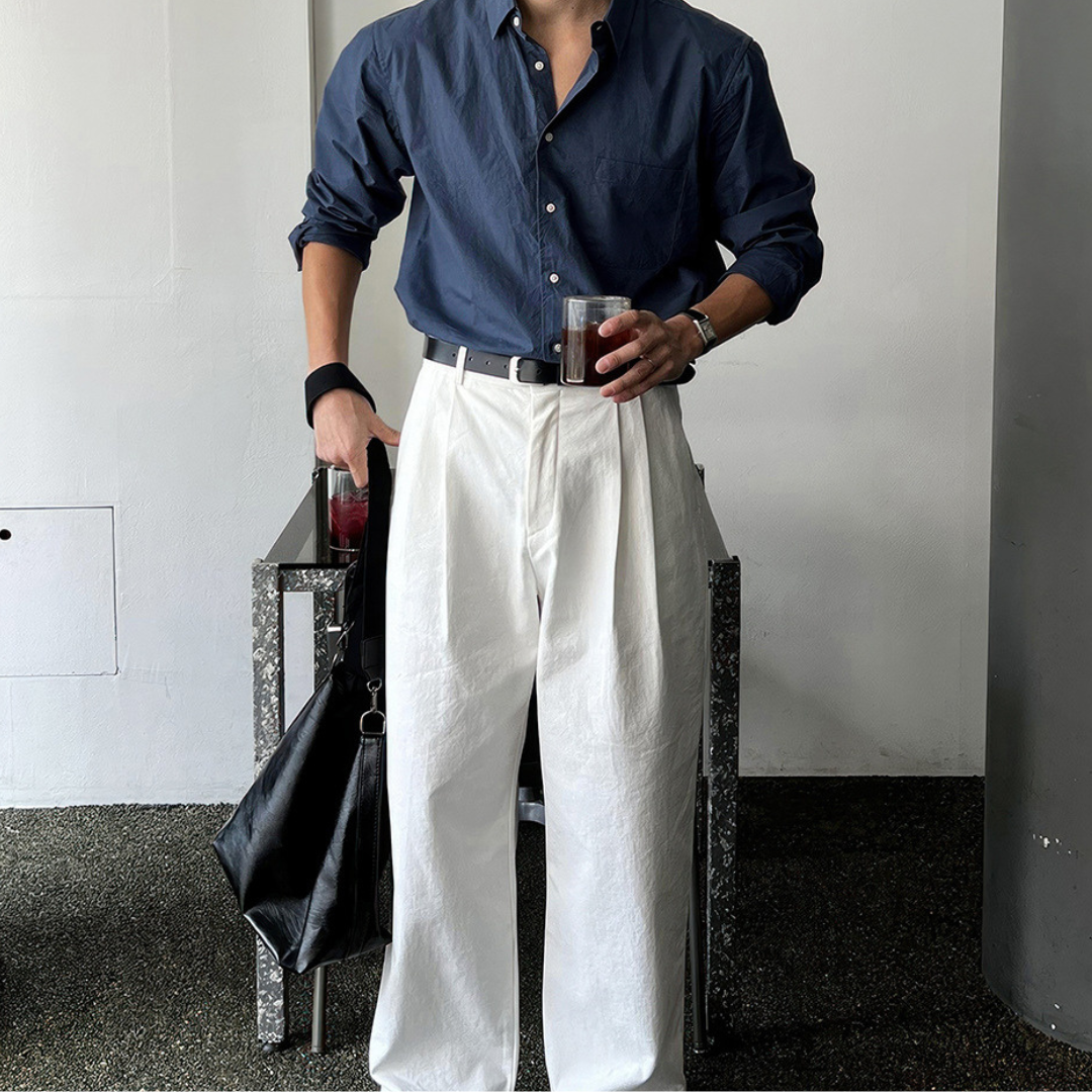 Luca – Heren Overhemd met Lange Mouwen en Borstzak in Relaxed Fit