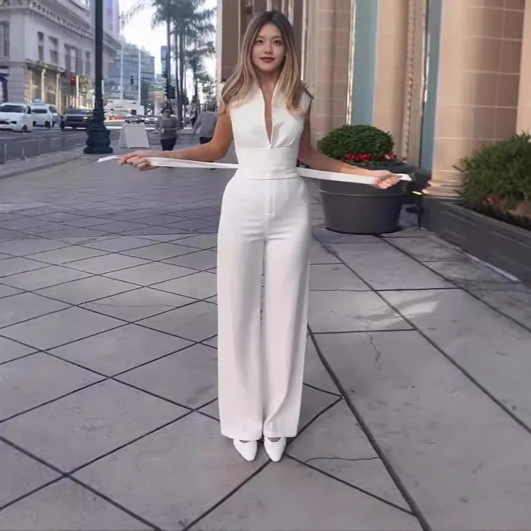 Giulia – Wijdvallende Dames Jumpsuit in Wit