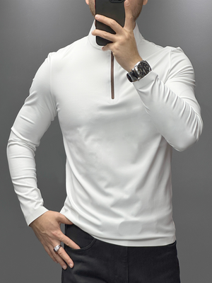 Francesco Miglia™ - Half zip mock neck tee
