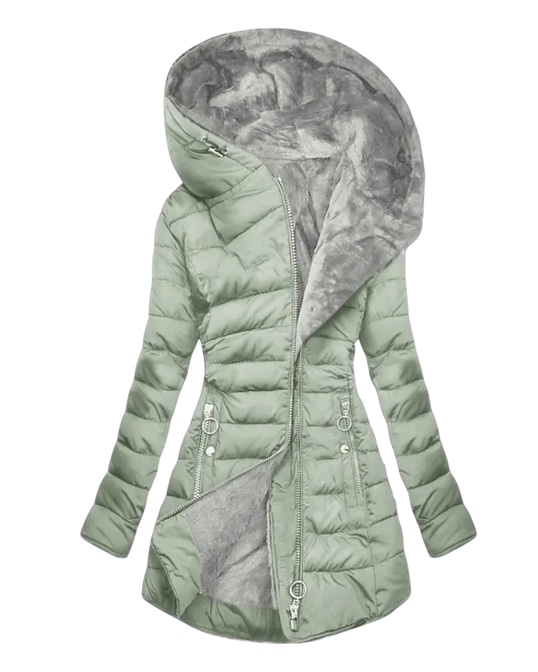 Amara – Dames Lange Winterjas met Luxe Bontvoering