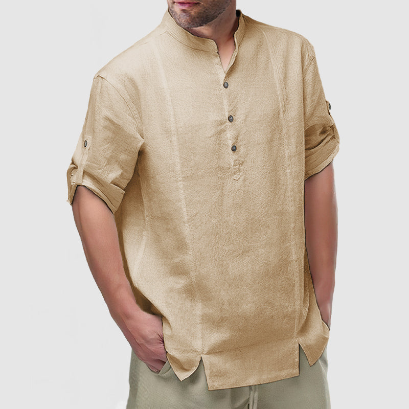 DavideFontana Heren mouw Henley shirt