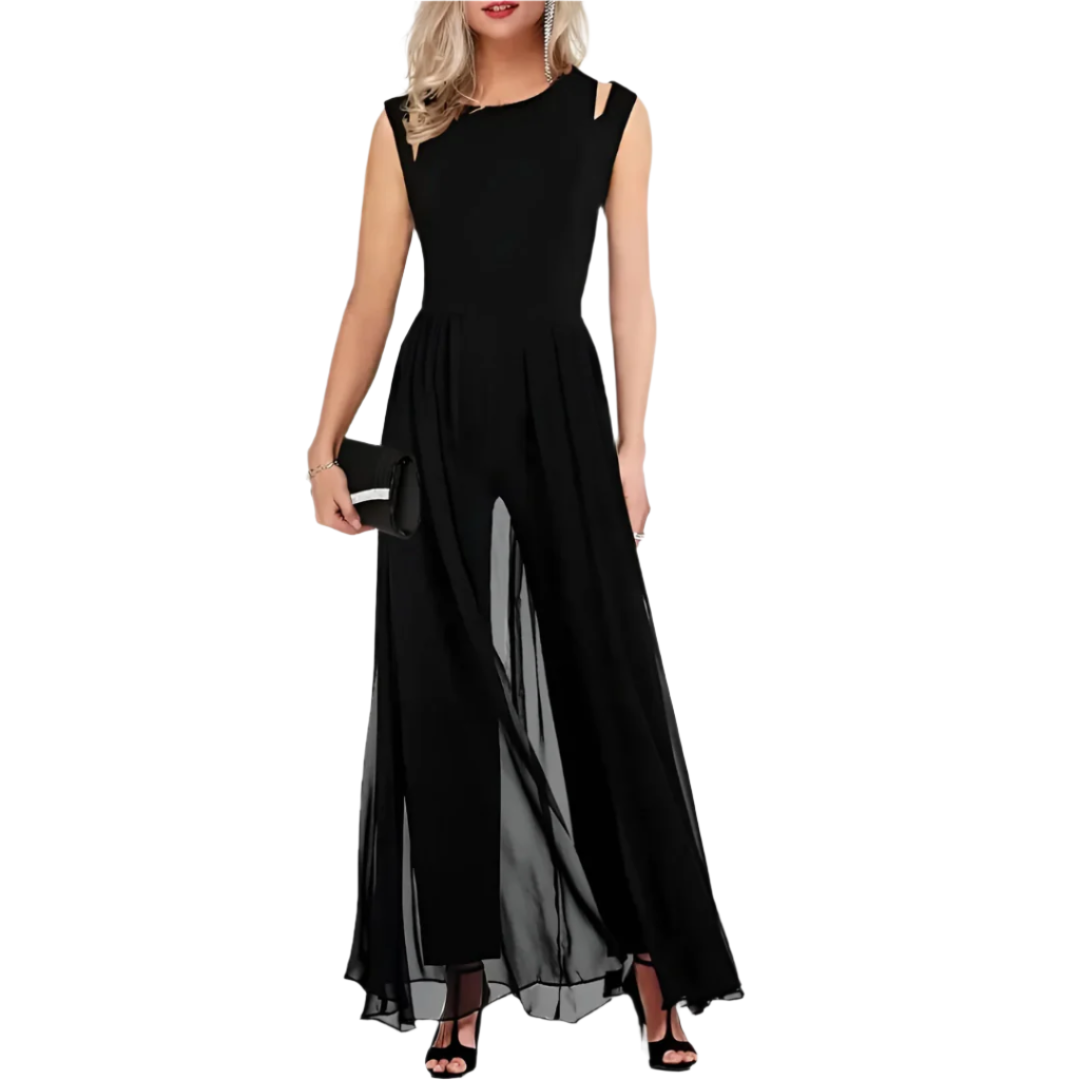 Elena – Mouwloze Wijde-Leg Dames Jumpsuit voor Formele Gelegenheden
