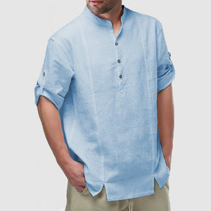 DavideFontana Heren mouw Henley shirt