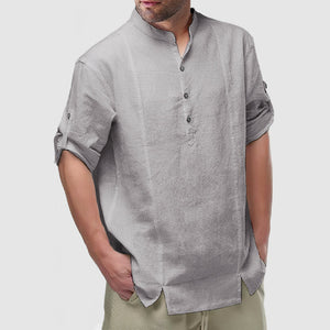 DavideFontana Heren mouw Henley shirt