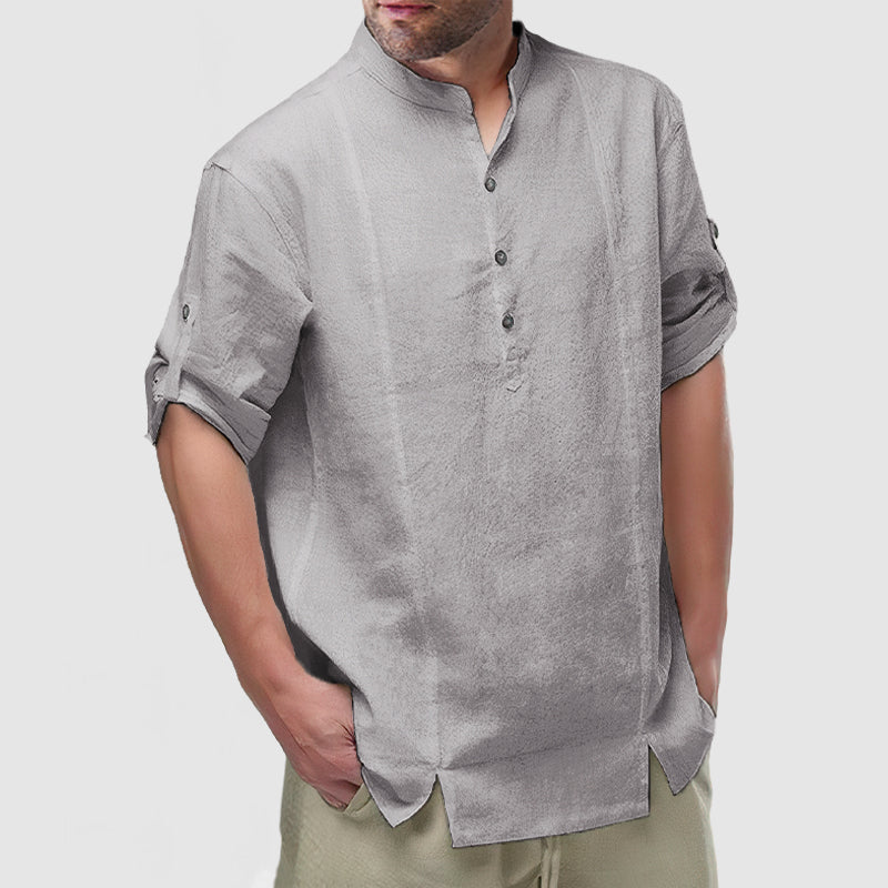DavideFontana Heren mouw Henley shirt