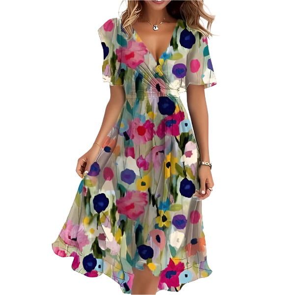 Isabella – Chiffon Zomerjurk met Bloemenprint voor Dames