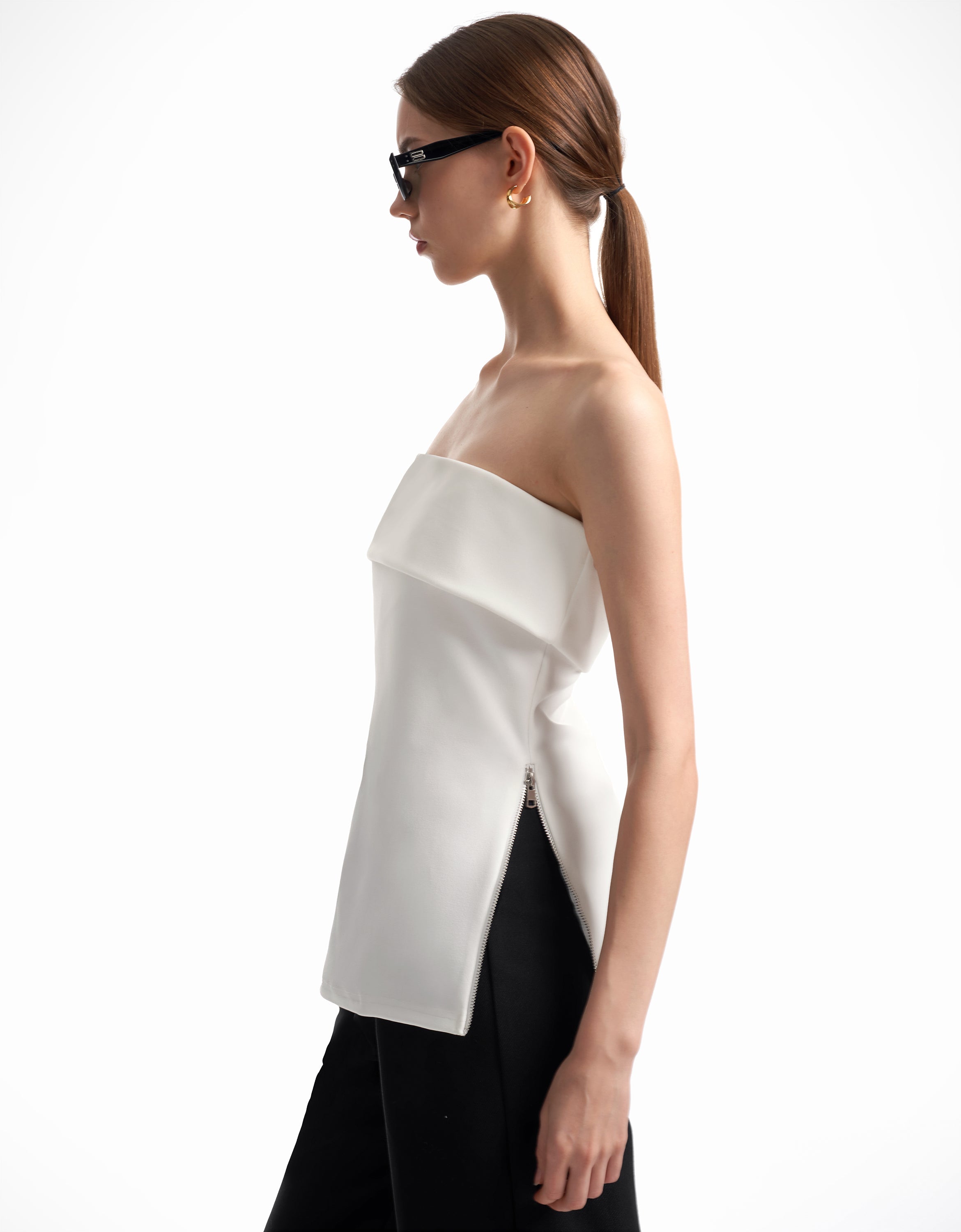 RicciTop™ Strapless top met rits aan de zijkant