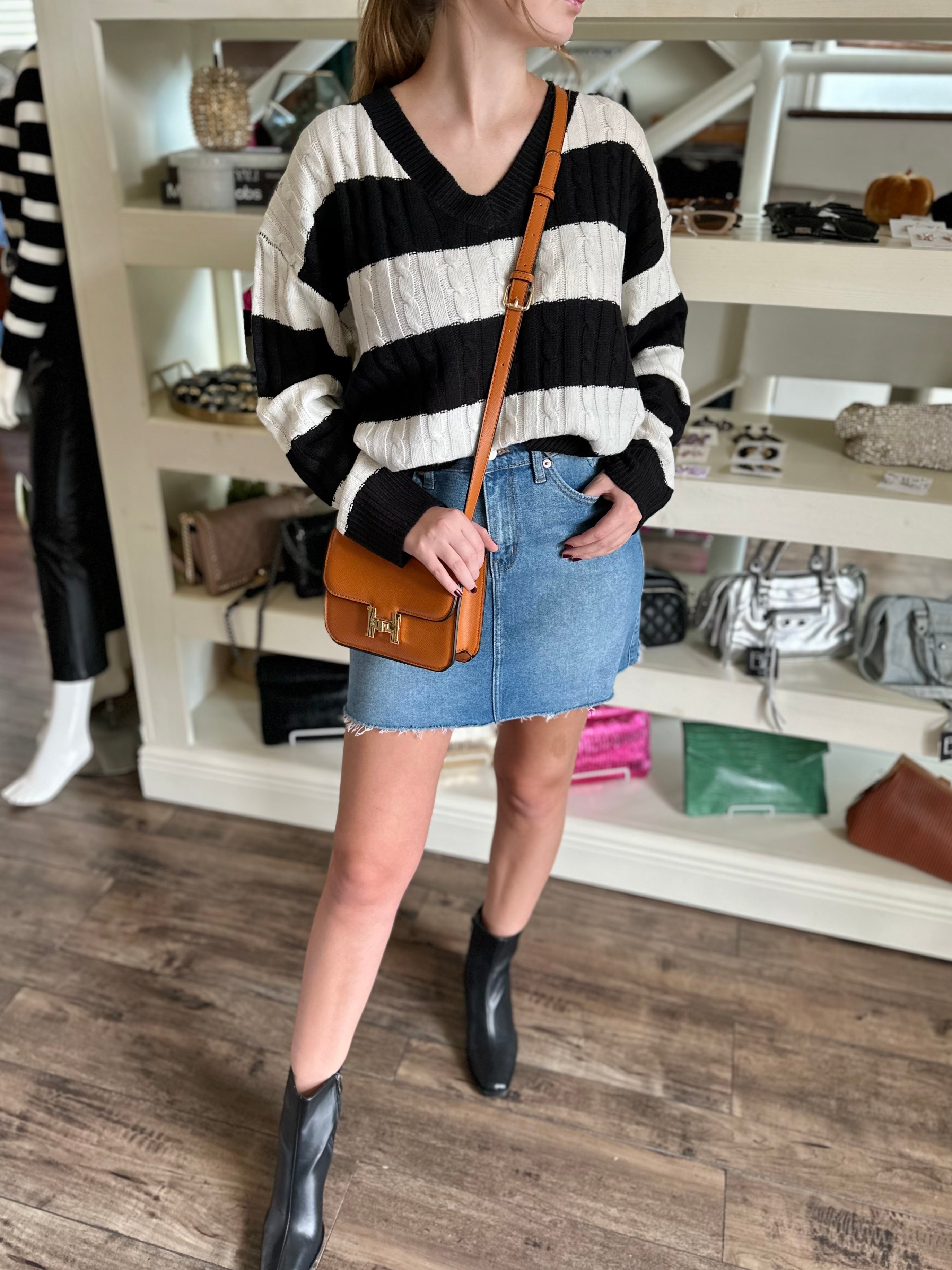 LucaStrisce™ Gestreepte kabelgebreide trui