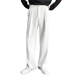 Luca – Plissé Herenpantalon in Beige, Wit en Zwart