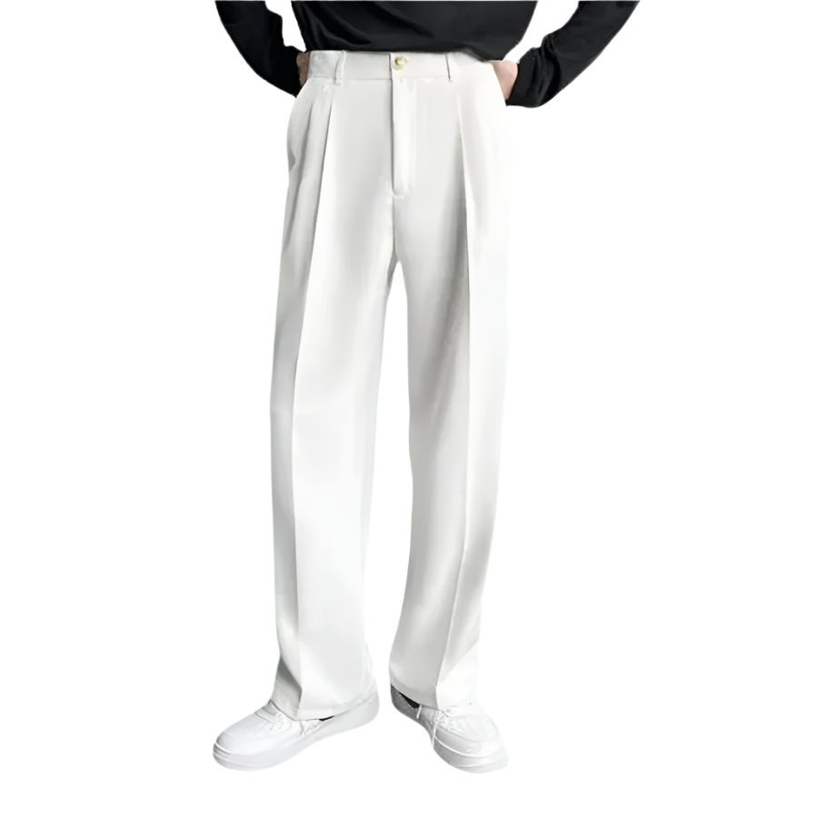 Luca – Plissé Herenpantalon in Beige, Wit en Zwart