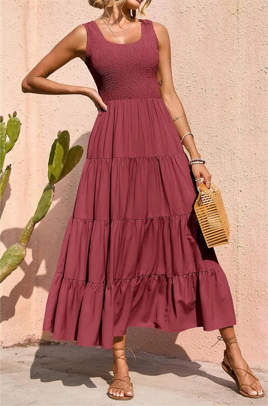 AmaliaFerretti Wijd uitgespreide jurk met gesmokte bandjes