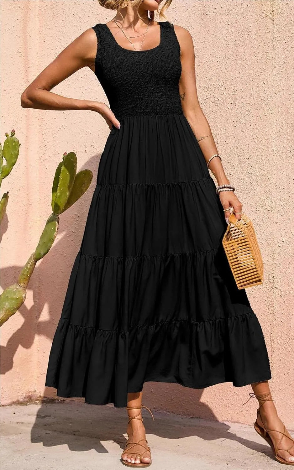 AmaliaFerretti Wijd uitgespreide jurk met gesmokte bandjes