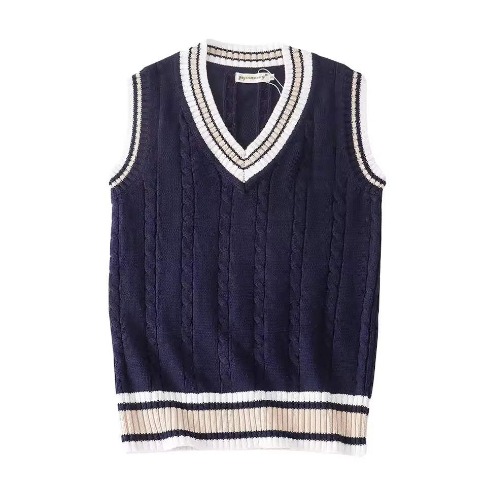 Lorenzo – Heren Gestreepte Gebreide Sweater Vest