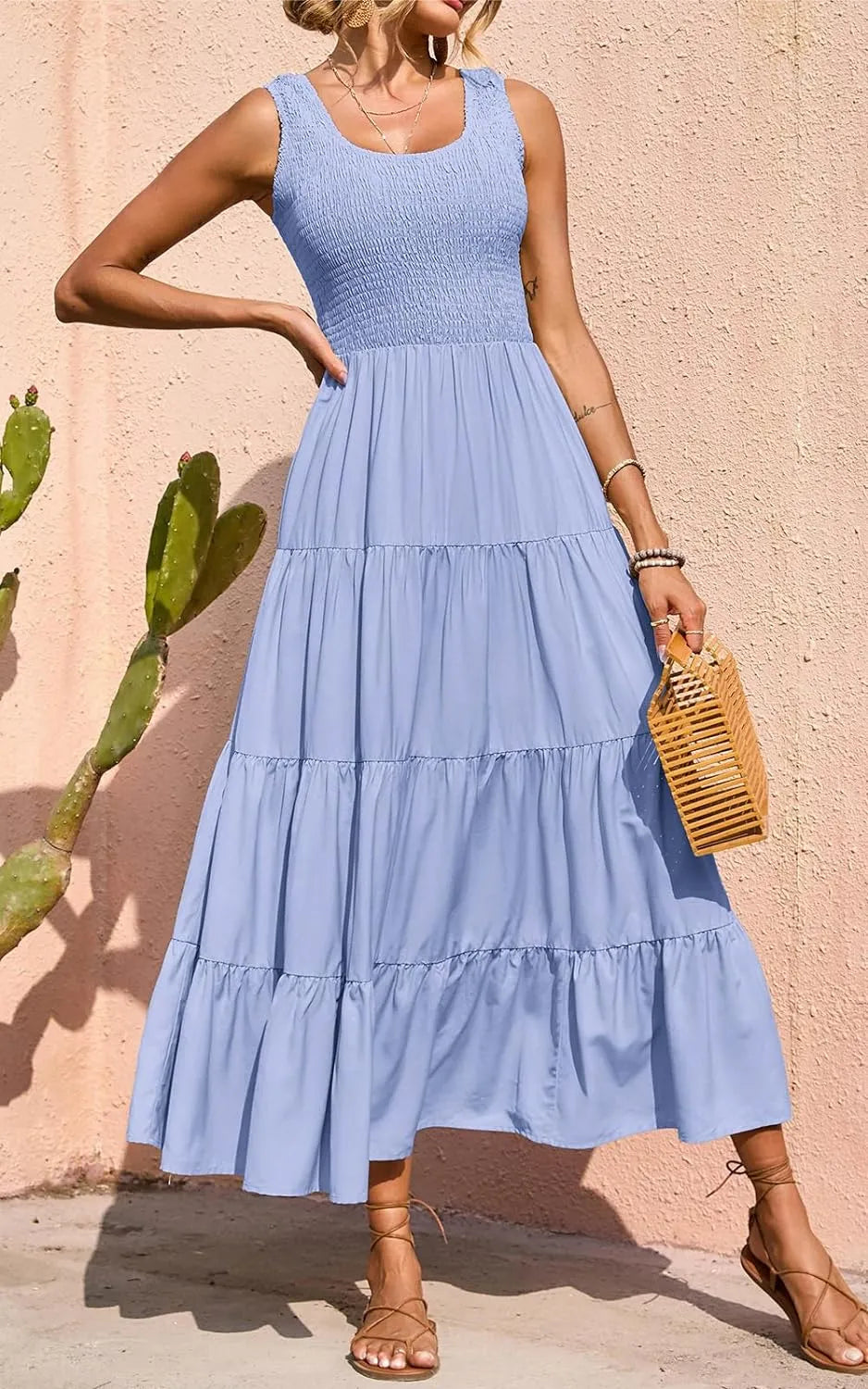 AmaliaFerretti Wijd uitgespreide jurk met gesmokte bandjes