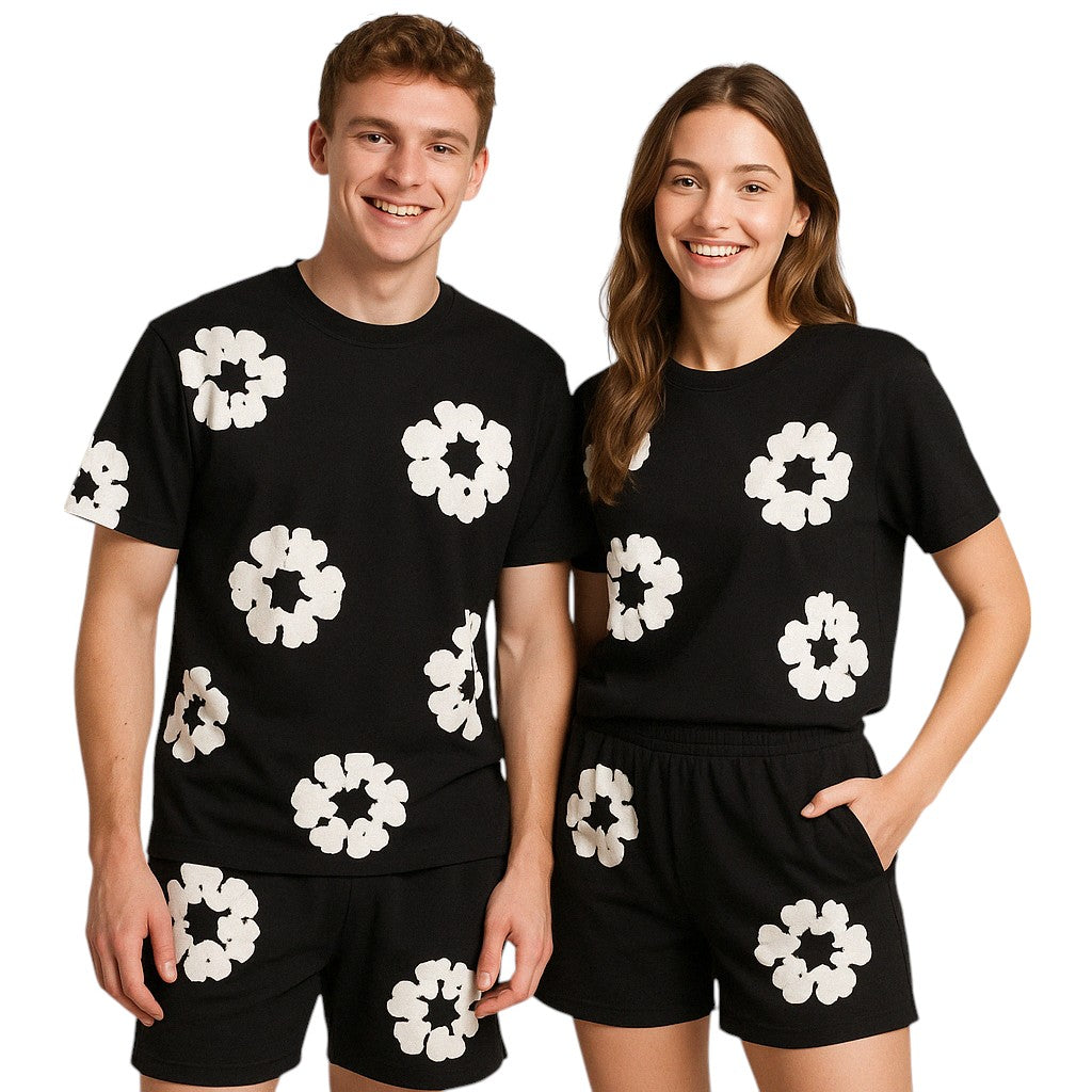 Alex – Unisex Katoenen Zomerset met Bloemenprint