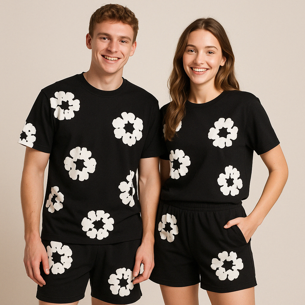 Alex – Unisex Katoenen Zomerset met Bloemenprint