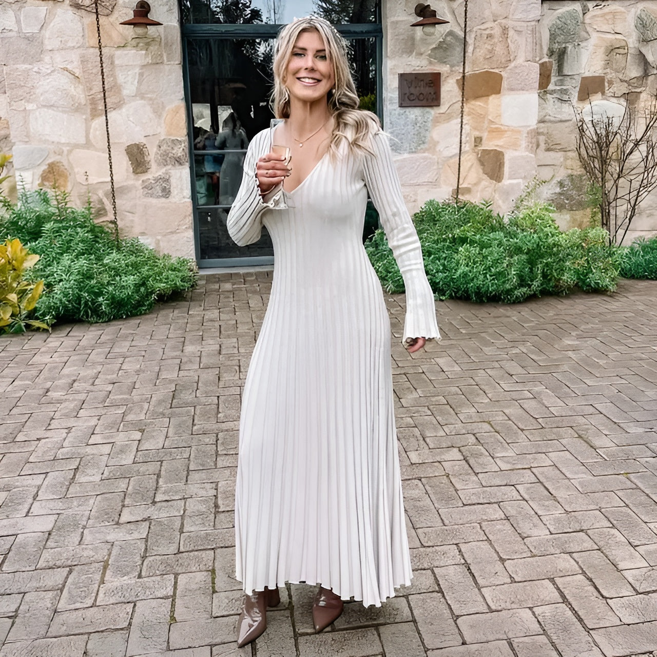 Isabella – Gebreide Multicolor Maxi Jurk voor Dames