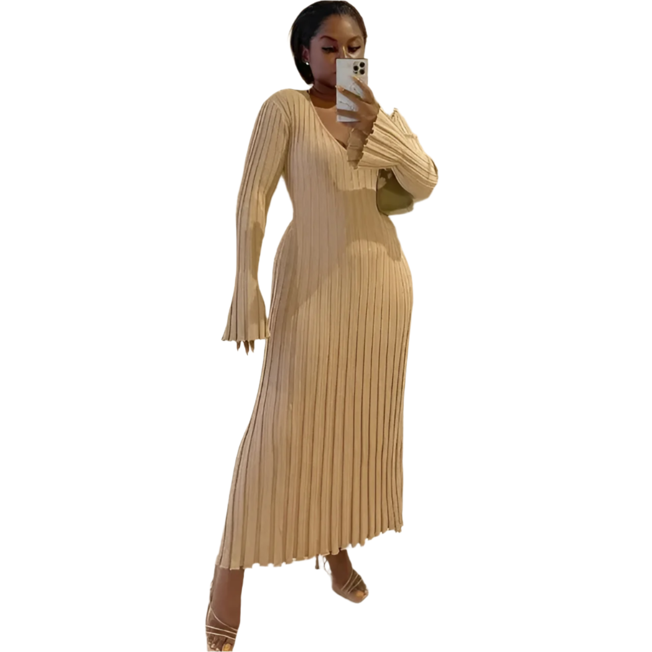 Isabella – Gebreide Multicolor Maxi Jurk voor Dames