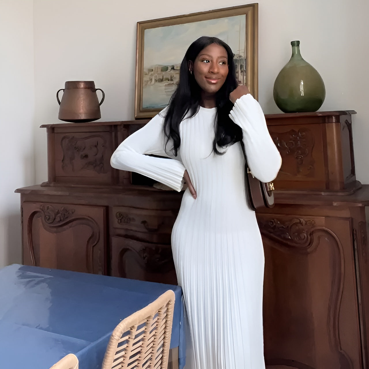 Isabella – Gebreide Multicolor Maxi Jurk voor Dames