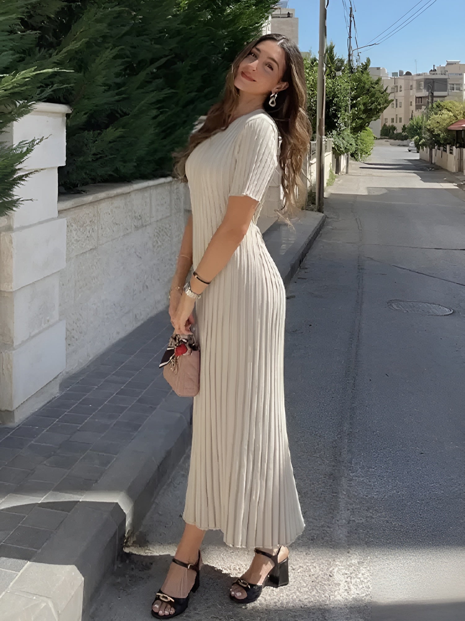 Isabella – Gebreide Multicolor Maxi Jurk voor Dames