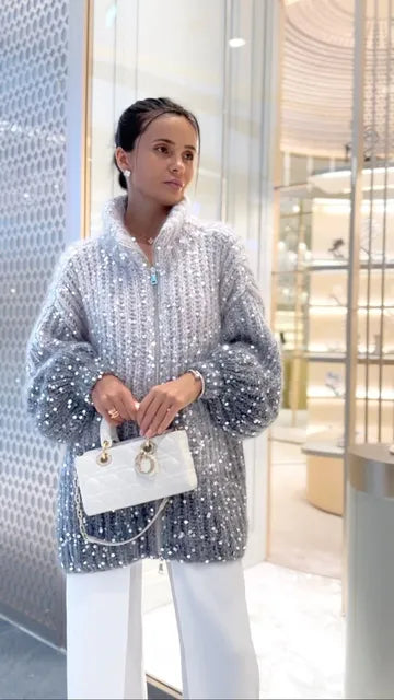 VogueDazzle™ - Dames Casual trui met pailletten en V-hals