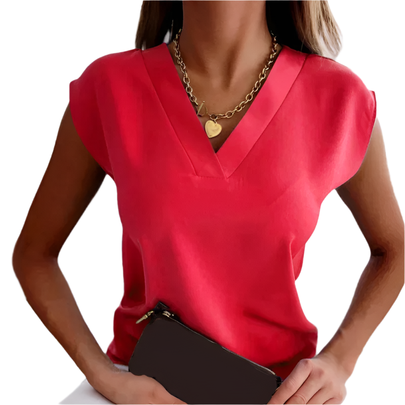 Clara – Veelzijdige Mouwloze V-Hals Damesblouse