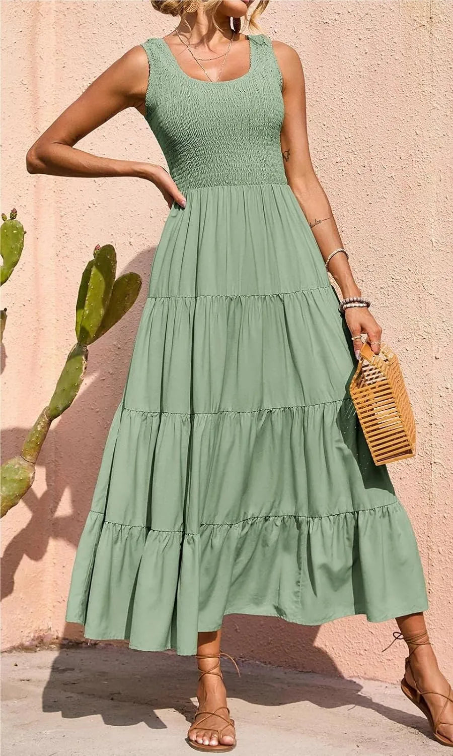 AmaliaFerretti Wijd uitgespreide jurk met gesmokte bandjes