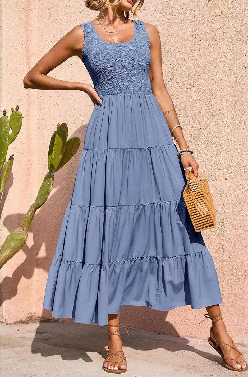 AmaliaFerretti Wijd uitgespreide jurk met gesmokte bandjes