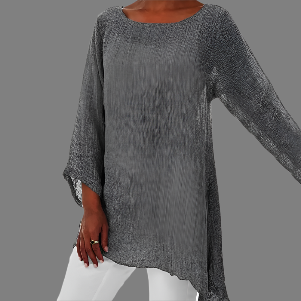 Chiara – Luchtige Dames Linnen Blouse met Halve Mouw