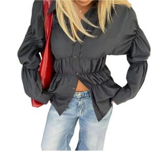 Clara – Kreukeltextuur Dames Blouse met Relaxte Pasvorm