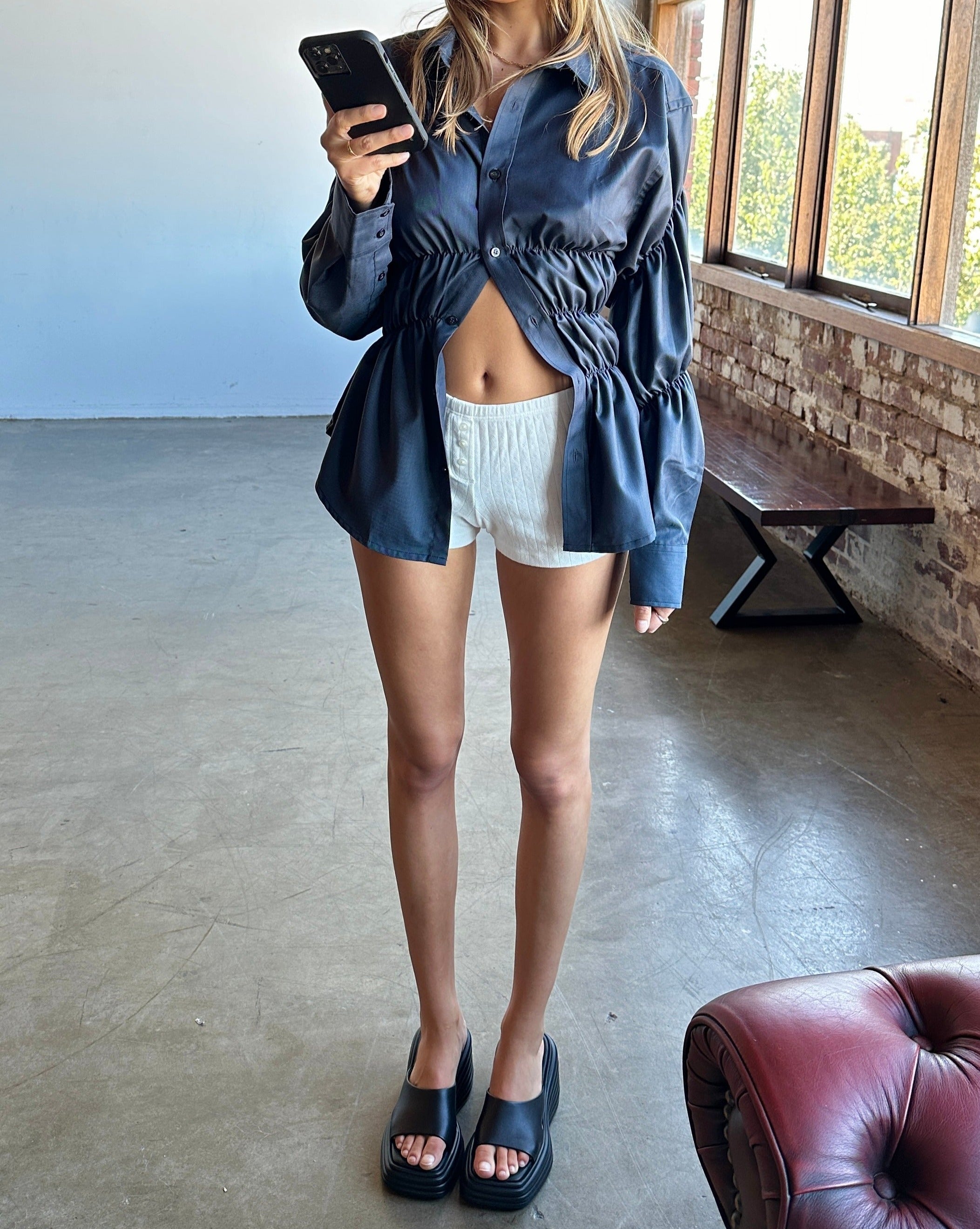 Clara – Kreukeltextuur Dames Blouse met Relaxte Pasvorm