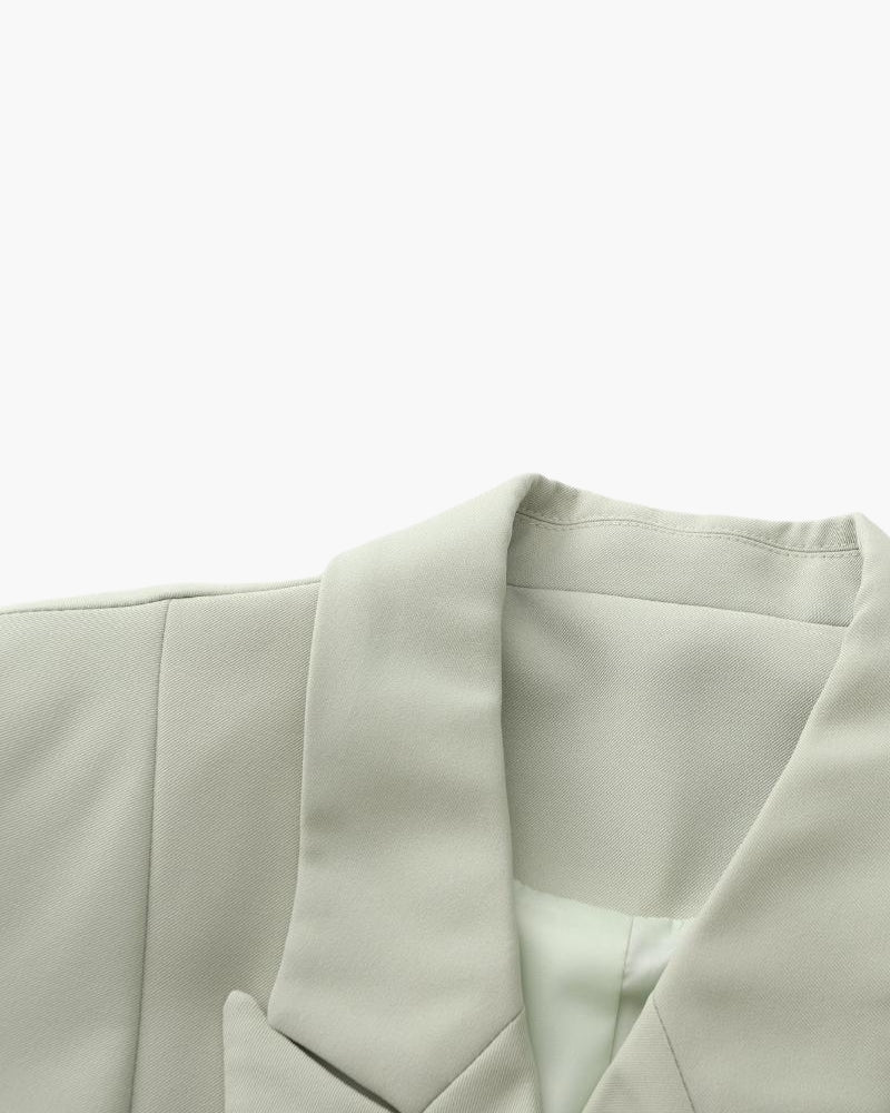 Gianna – Olijfkleurige Dames Zomerblazer met Dubbele Knopen