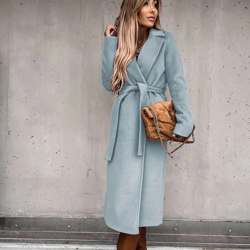 Elena – Elegante Lange Damesmantel van Wol