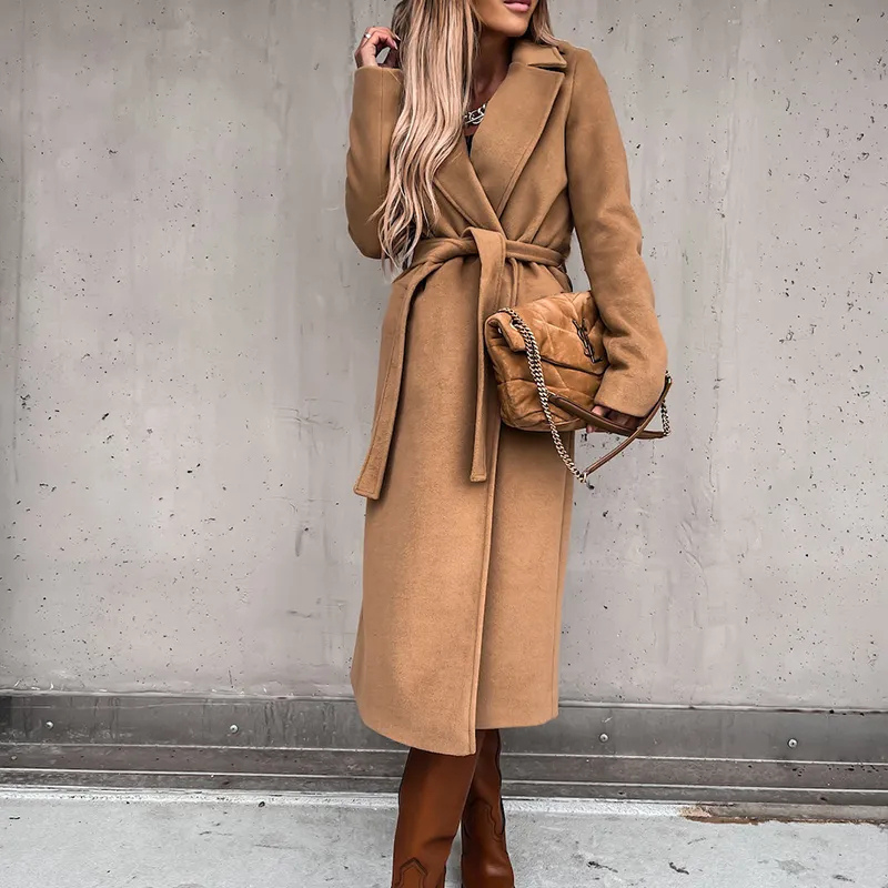 Elena – Elegante Lange Damesmantel van Wol