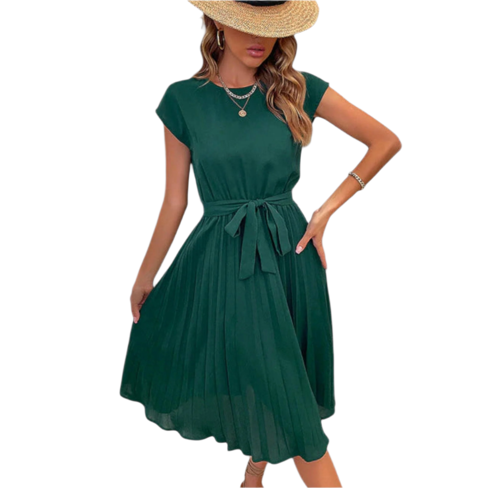 Isabella – Luchtig Geplooid Dames Jurkje tot op de Knie